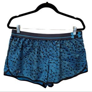 Under Armour Perfect Pace Blue Printed Running HeatGear Athletic Shorts